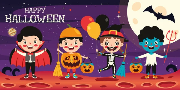 Conceito Halloween Com Personagem Desenhos Animados — Vetor de Stock