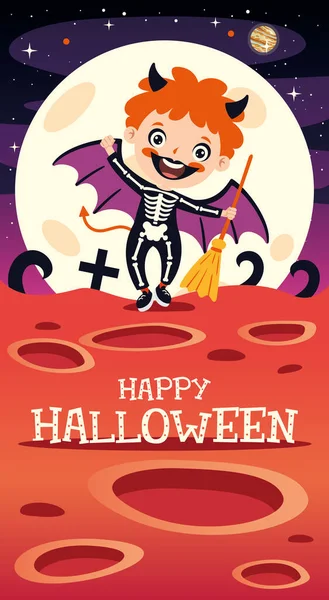 Halloween Concept Met Stripfiguur — Stockvector