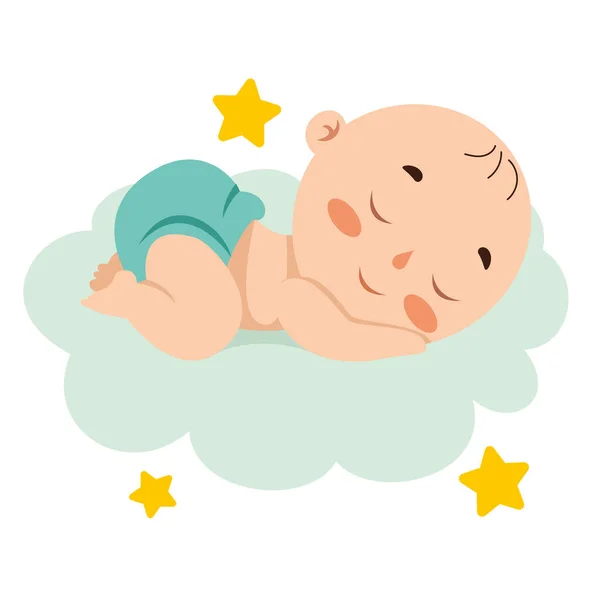 Cartoon Drawing Newborn Baby Character - Stok Vektor