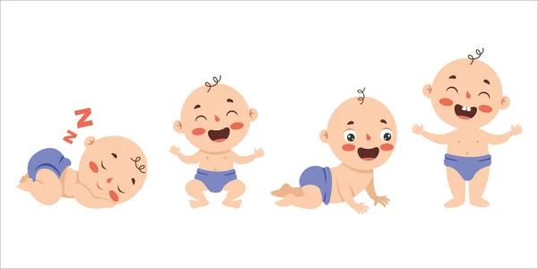 Tecknad Teckning Nyfödd Baby Karaktär — Stock vektor