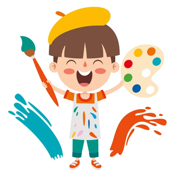 Drôle Enfant Coloriage Peinture — Image vectorielle