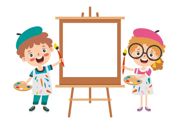 Funny Kid Coloring Painting — Stock Vector