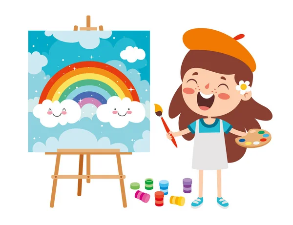 Engraçado Kid Colorir Pintura — Vetor de Stock
