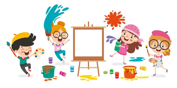 Funny Kid Coloring Painting — Stock Vector