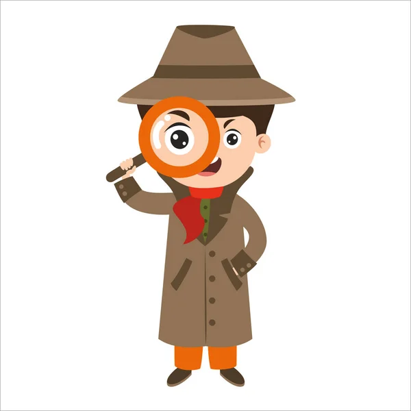 Dibujo Dibujos Animados Detective — Vector de stock