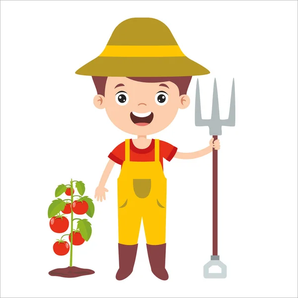 Desenho Desenhos Animados Agricultor —  Vetores de Stock