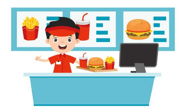 Zeichnung Eines Fast Food Restaurants — Stockvektor