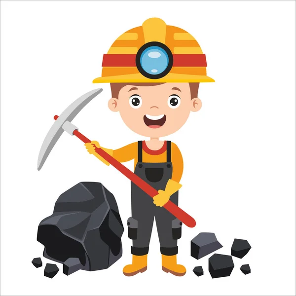 Cartoon Drawing Miner — Stock Vector