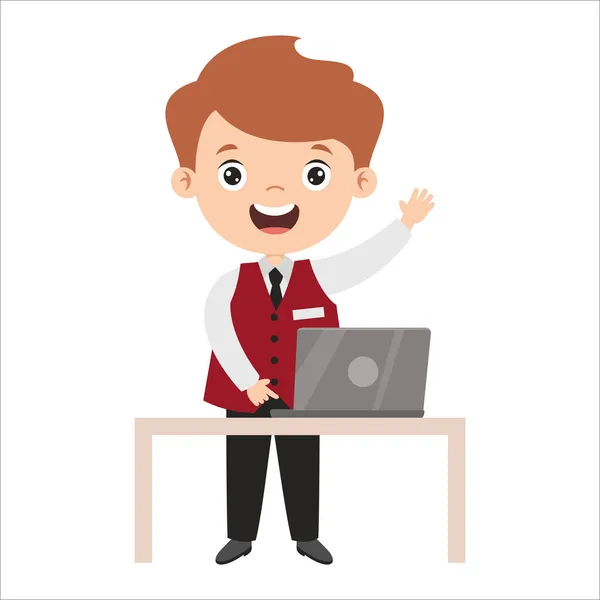 Cartoon Drawing Receptionist — Stock Vector