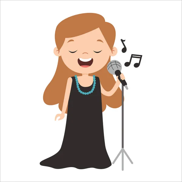 Cartoon Drawing Singer — Stock Vector