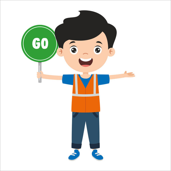 Cartoon Drawing Of A Traffic Guide