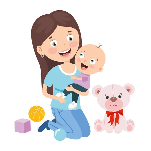 Zeichnung Eines Babysitters — Stockvektor