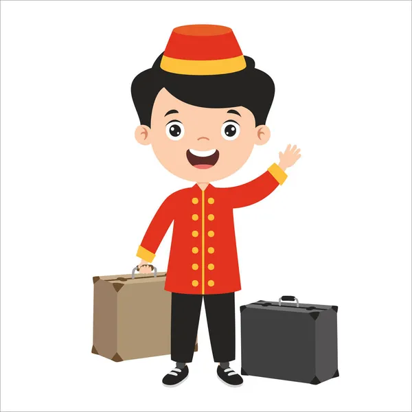 Cartoon Tekening Van Een Bellboy — Stockvector