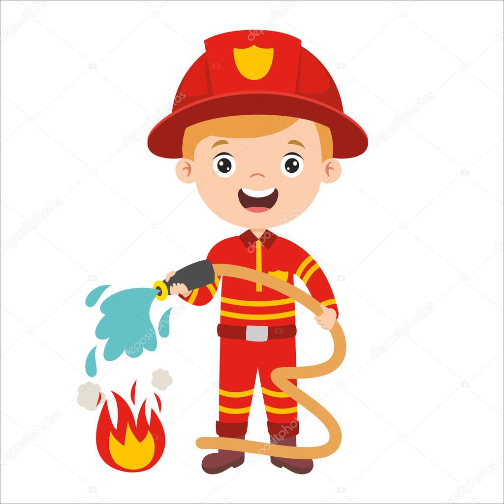 Cartoon Drawing Of A Fireman