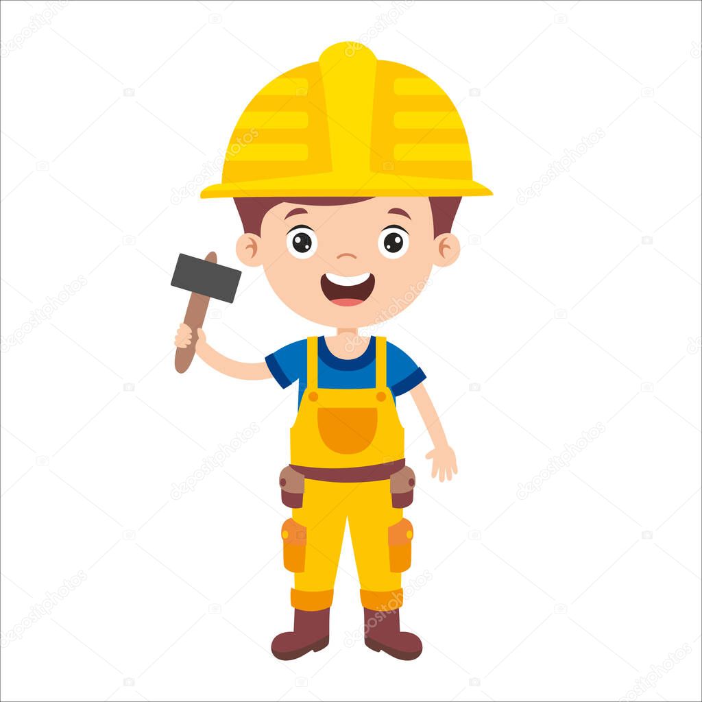 Cartoon Drawing Of A Construction Worker