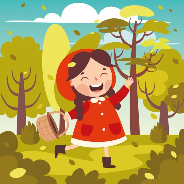 Cartoon Drawing Red Riding Hood — стоковый вектор