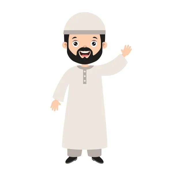 Dibujos Animados Hombre Musulmán — Vector de stock