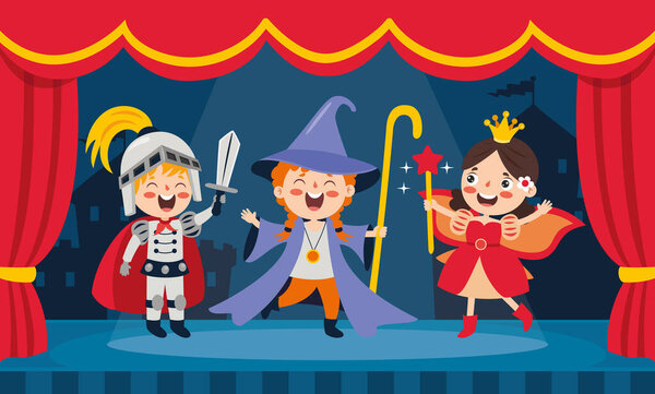 Theater Scene With Cartoon Characters