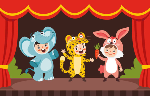 Theater Scene With Cartoon Characters