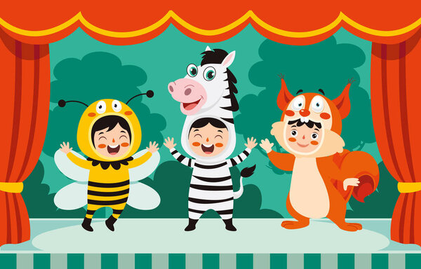 Theater Scene With Cartoon Characters