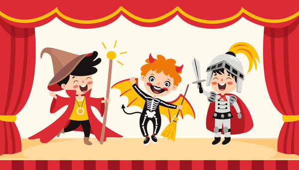 Theater Scene With Cartoon Characters