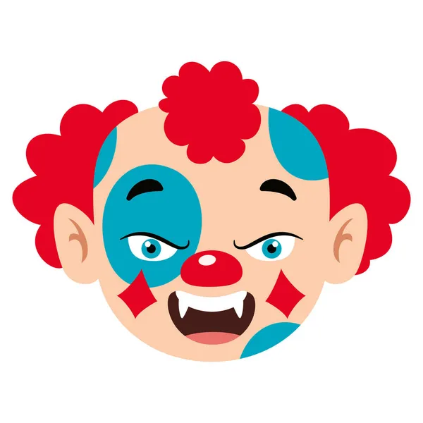 Cartoon Drawing Creepy Clown Face — Stock Vector