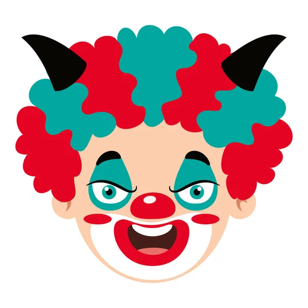 Cartoon Drawing Creepy Clown Face — Stock Vector