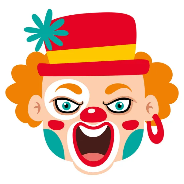 Cartoon Drawing Creepy Clown Face — Stockový vektor