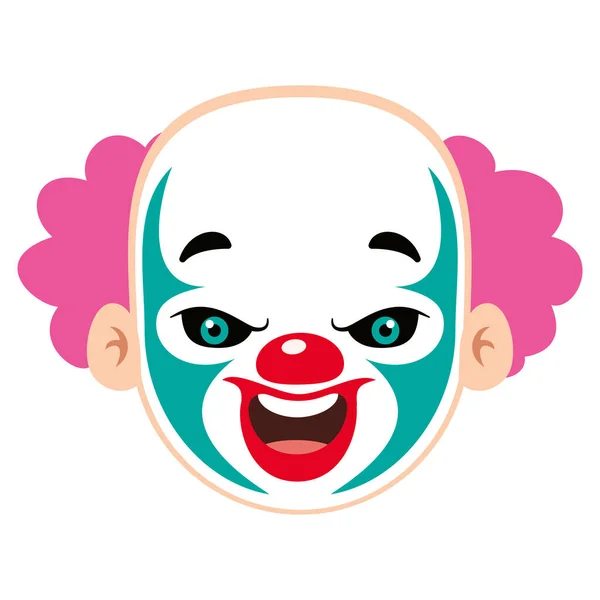 Cartoon Drawing Creepy Clown Face — Stock Vector