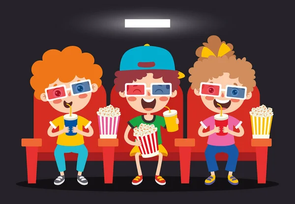 Conceito Cinema Com Personagem Desenhos Animados —  Vetores de Stock