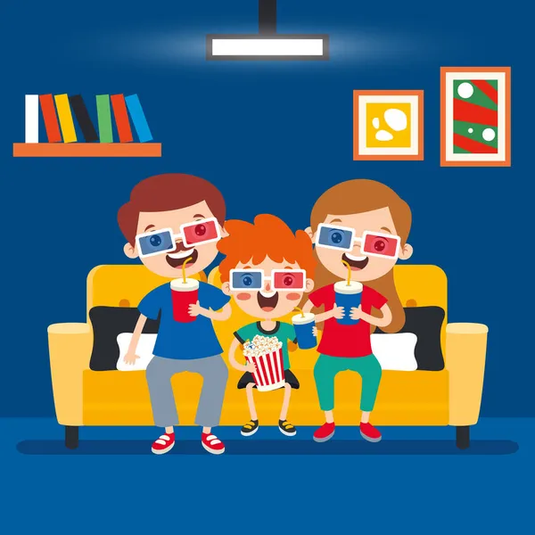 Conceito Cinema Com Personagem Desenhos Animados —  Vetores de Stock