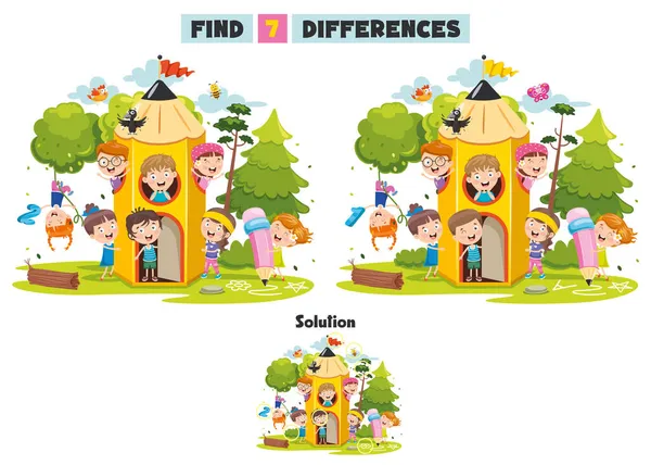 Trouver Sept Activités Différentes Pour Les Enfants — Image vectorielle