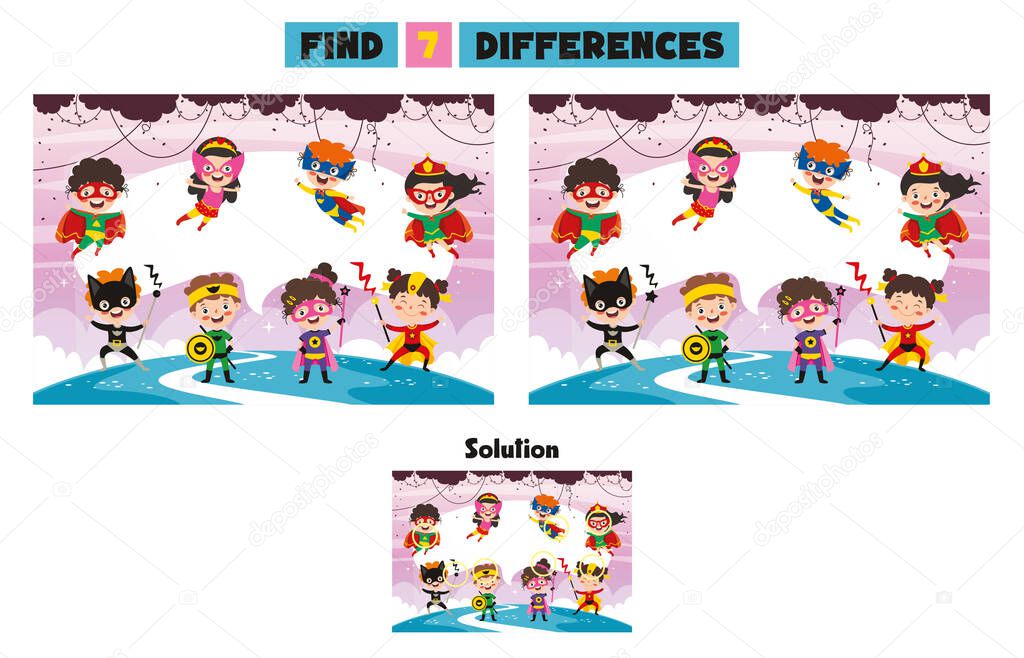 Find Seven Differences Activity For Children