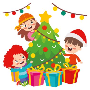 Çocuklar yeni yılı ve Noel 'i kutluyor