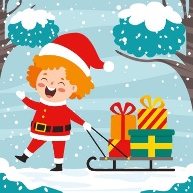 Noel 'i kutlayan küçük Noel Baba