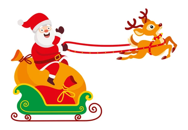 Santa Claus Riding Sleigh — Stock Vector