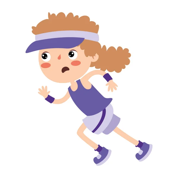 一个小孩跑步的漫画说明 — 图库矢量图片