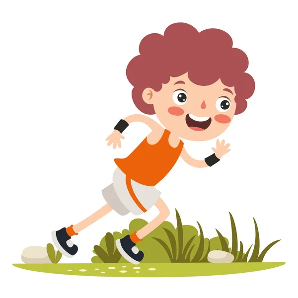 一个小孩跑步的漫画说明 — 图库矢量图片