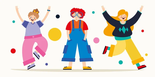 Youth Concept Flat Characters — Vetor de Stock