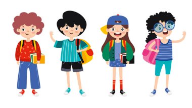 Set Of Various Teen College Students