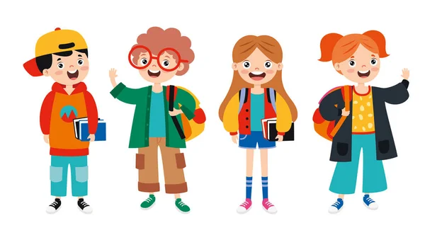 Set Various Teen College Students — Stock Vector