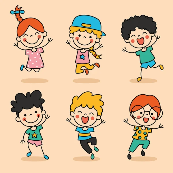 Hand Drawn Funny Cartoon Children — Stock Vector