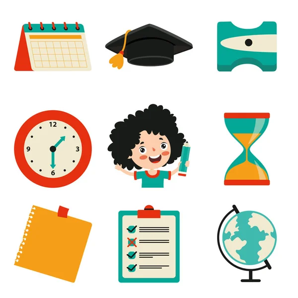 Conjunto Iconos Educación Plana — Vector de stock