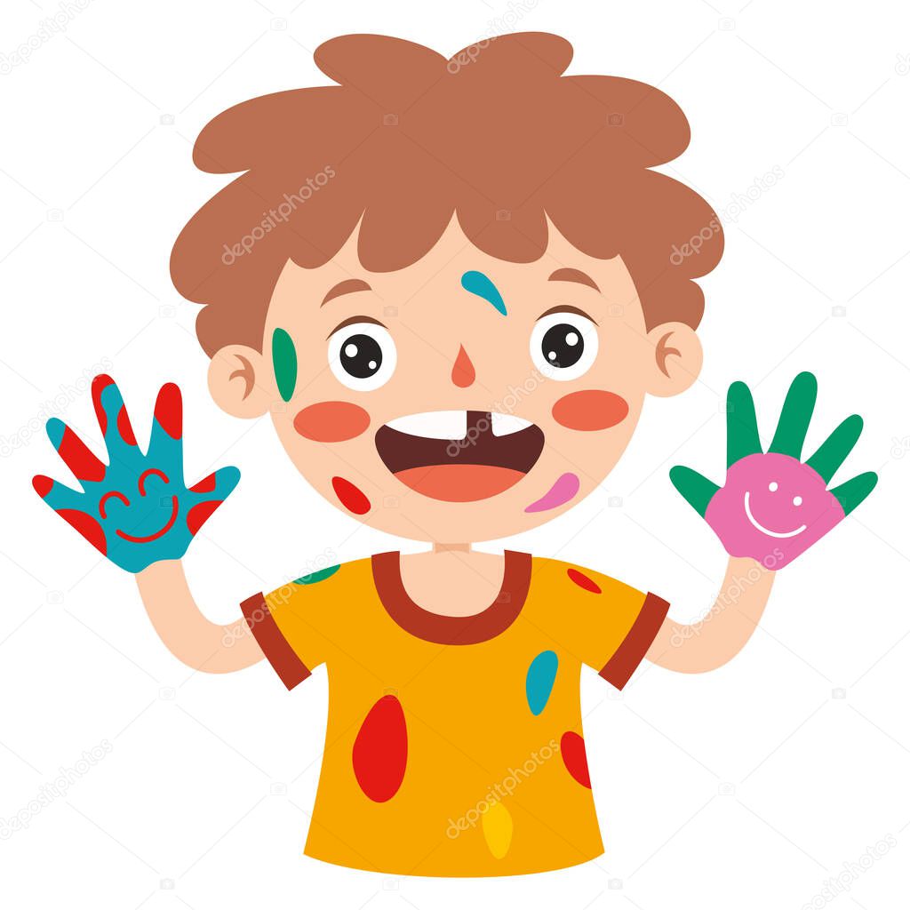 Colorful Painted Hands Of Little Children