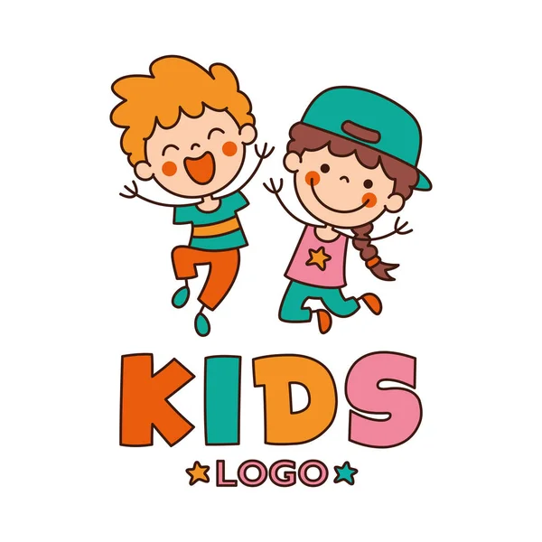 Plantilla Plana Del Logotipo Para Los Niños — Vector de stock