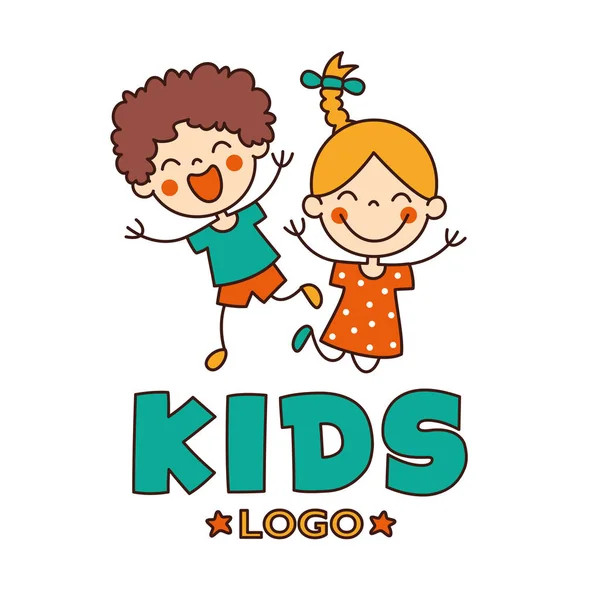 Modèle Logo Plat Pour Les Enfants — Image vectorielle