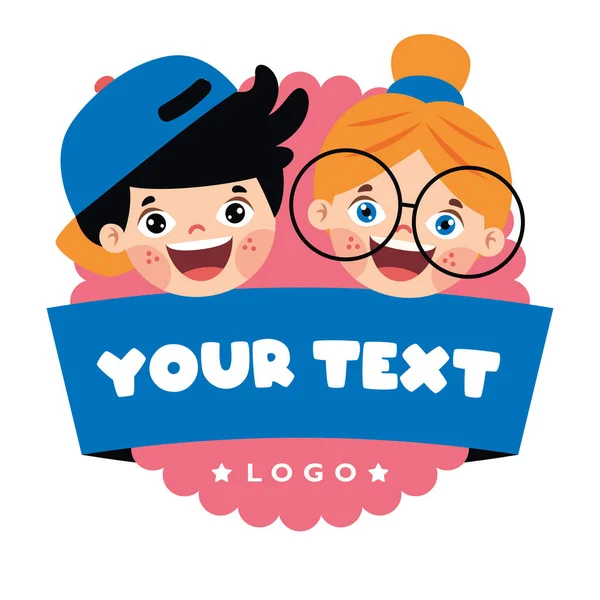 Templat Logo Datar Untuk Anak Anak - Stok Vektor