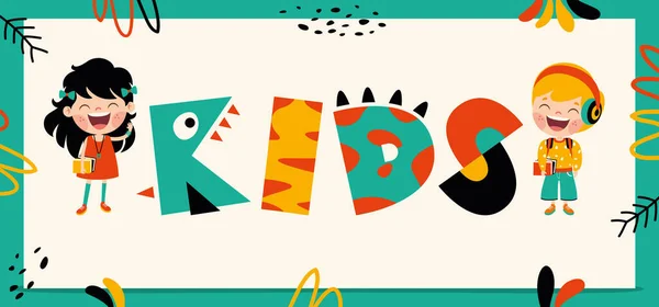 Kleurrijk Lettertype Ontwerp Met Abstracte Vormen — Stockvector