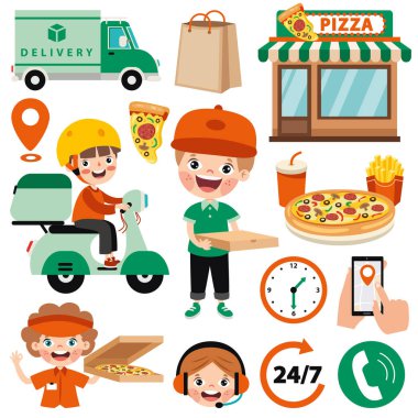 Çeşitli Pizza Dükkanı Elementleri