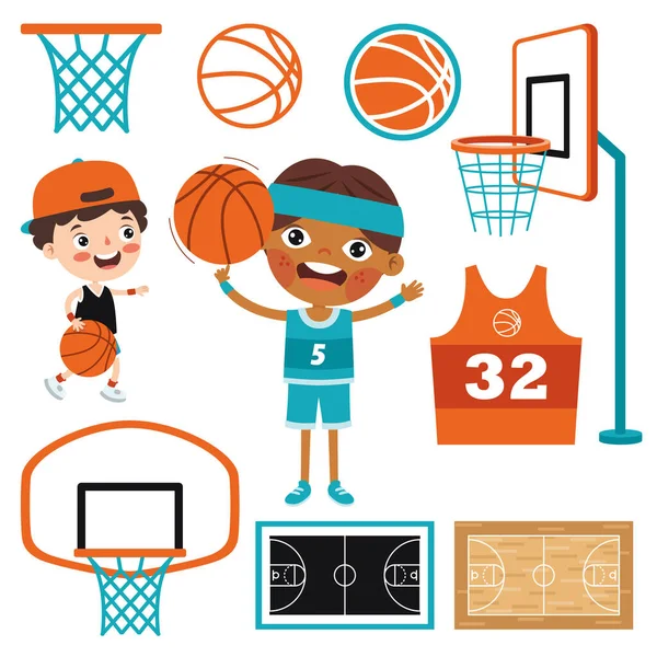 Set Aus Verschiedenen Basketball Elementen — Stockvektor